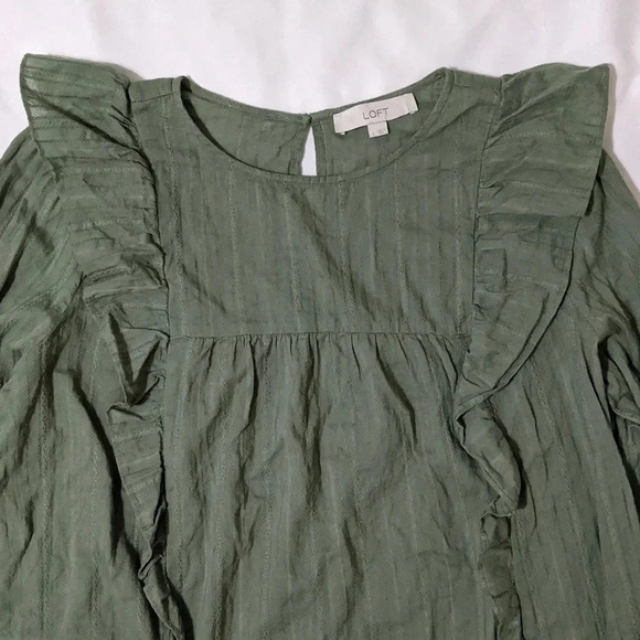 Loft Ruffle Cropped Blouse, Color Olive Green Size L - Picture 6 of 16